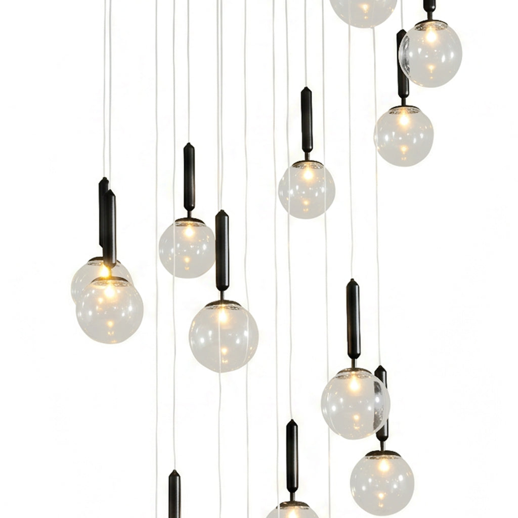 Round Glass Orb Chandelier 18-Light