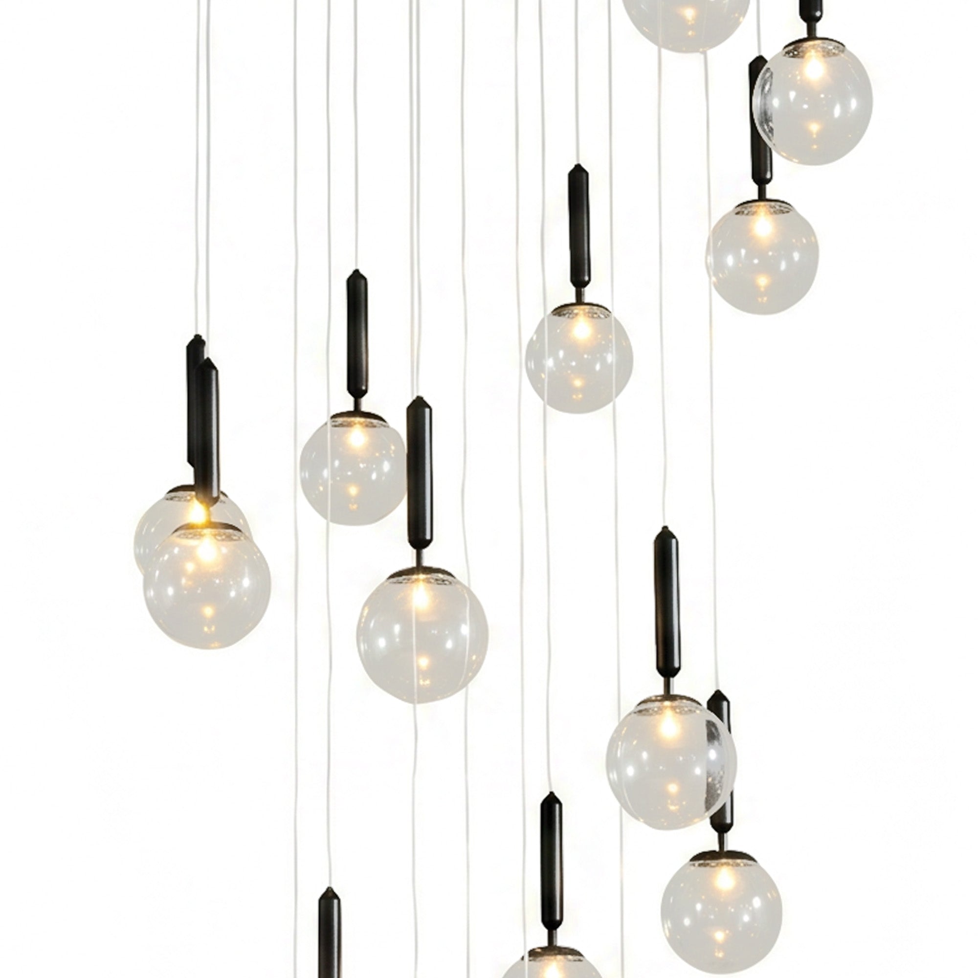 Round Glass Orb Chandelier 18-Light