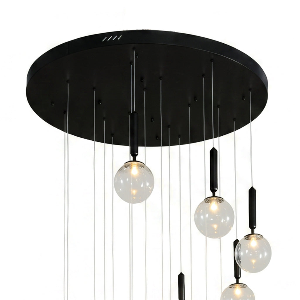 Round Glass Orb Chandelier 18-Light