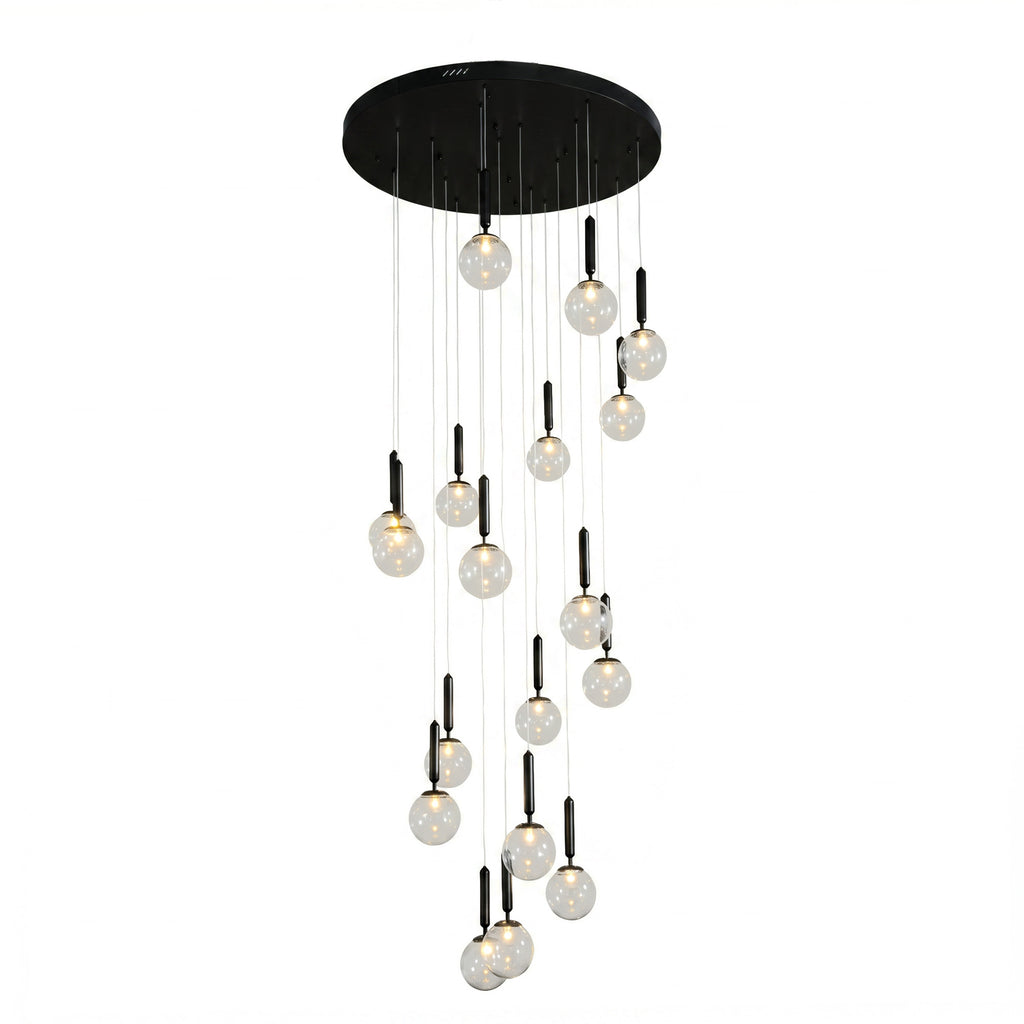 Round Glass Orb Chandelier 18-Light