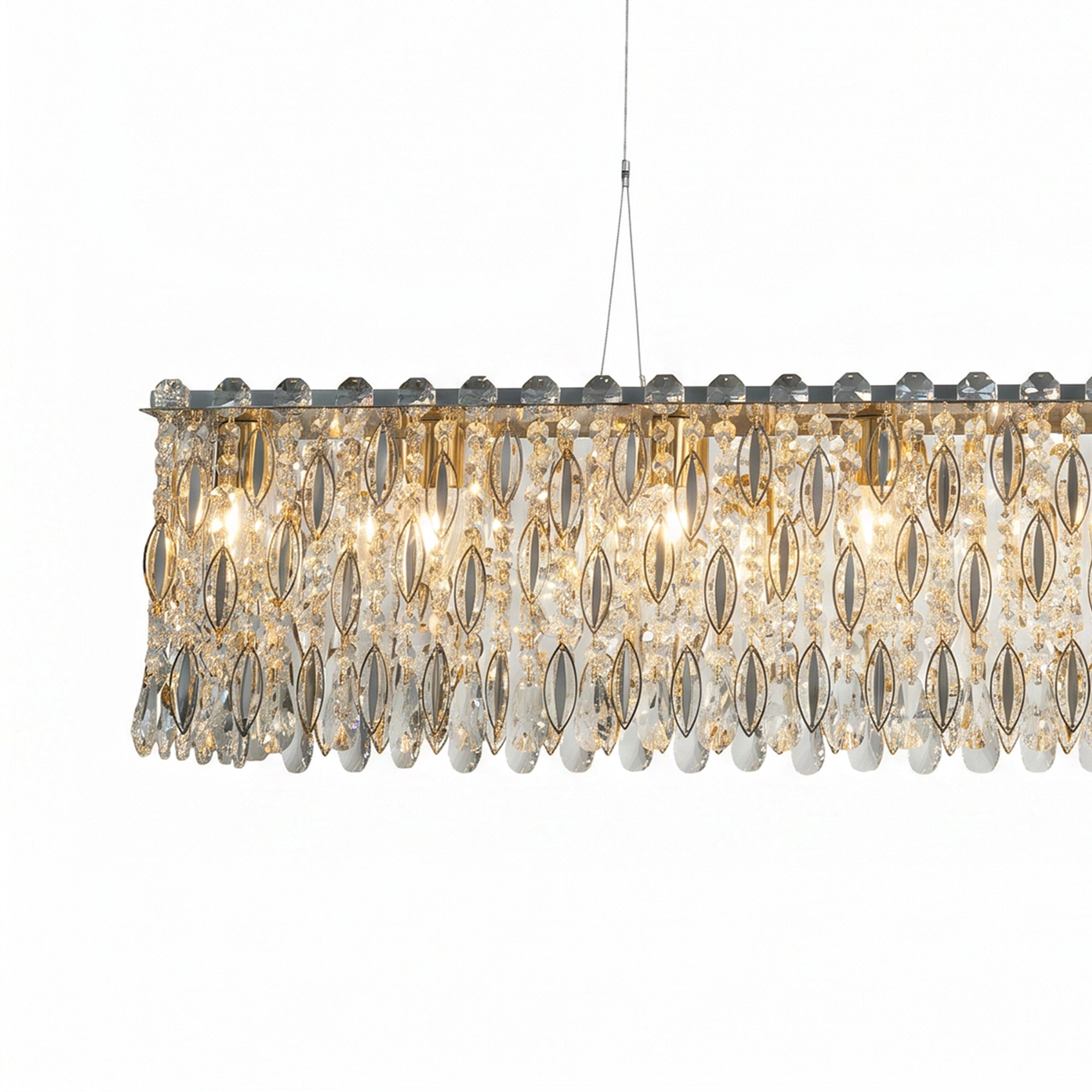 Rectangular Crystal Chandelier for Dining Table
